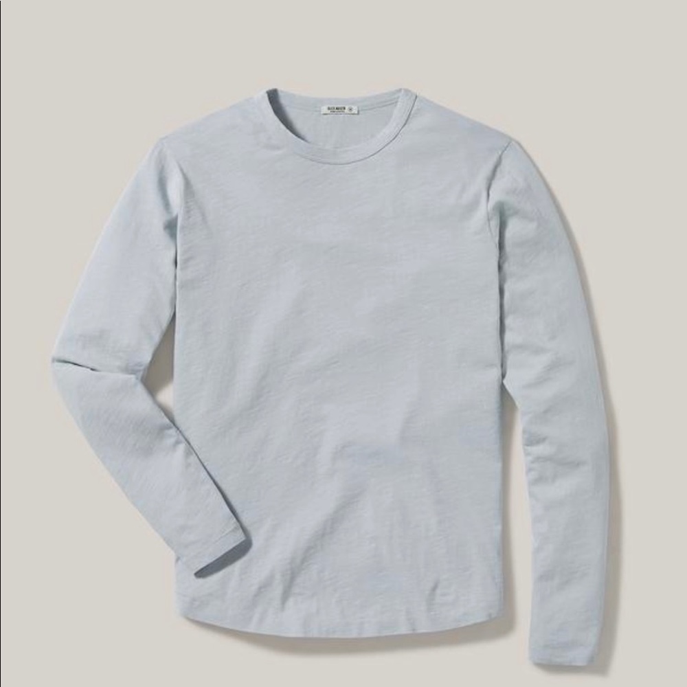 Buck Mason Long Sleeve Slub Curved Hem Tee Mist